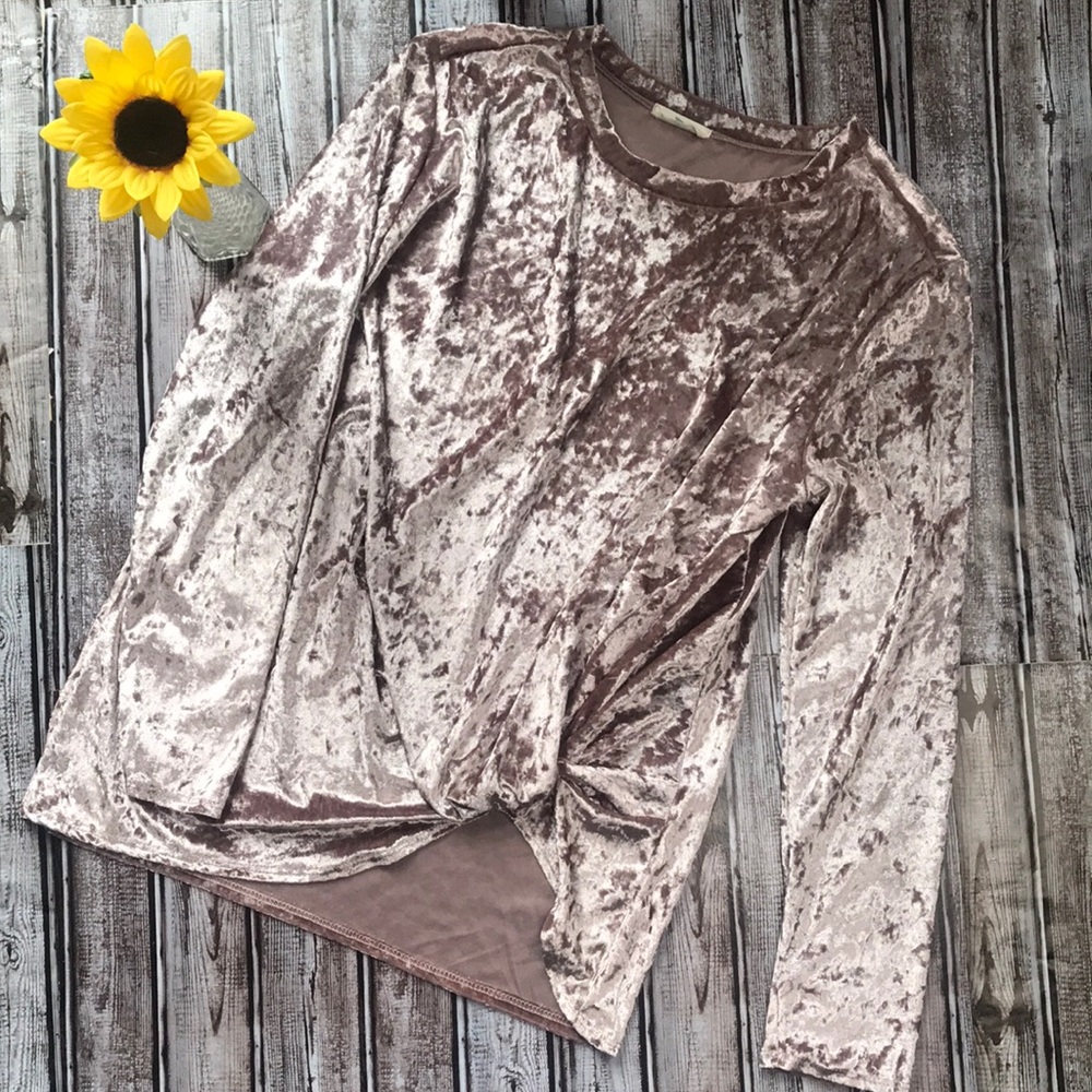Hummingbird crushed velvet knotted front top size Small